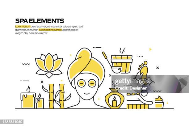 spa and beauty concept, line style vector illustration - spirituality icon stock illustrations