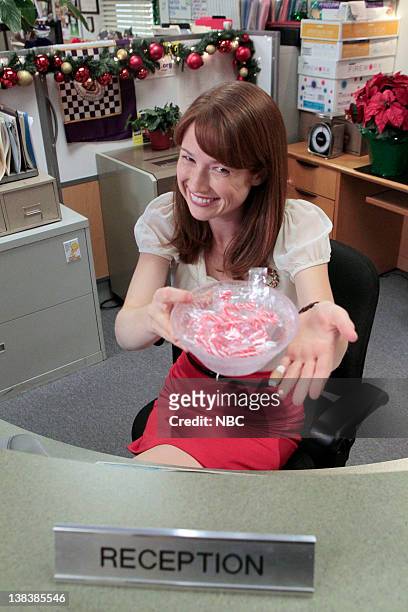 Classy Christmas" Episode 711 -- Pictured: Ellie Kemper as Kelly Erin Hannon