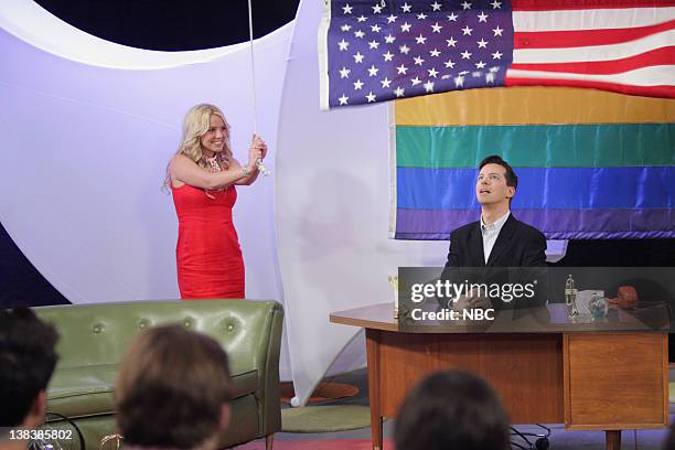 Buy, Buy Baby" Episode 18 -- Aired -- Pictured: Britney Spears as Amber-Louise, Sean Hayes as Jack McFarland