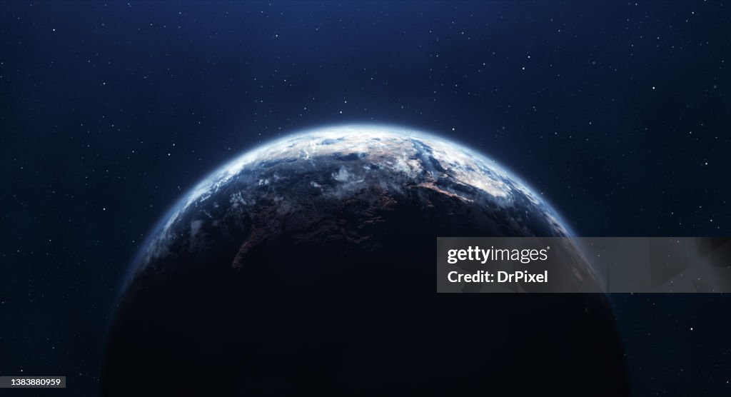 Planet Earth and Dark Space with Stars