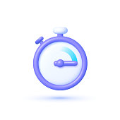 Timer in realistic style on white background. 3d timer. Realistic isolated vector. 3d vector illustration.