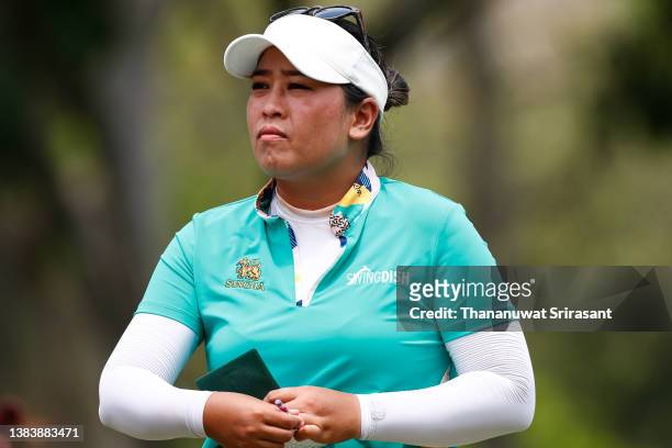 Jasmine Suwannapura of Thailand looks to 16th putting green during the first round of Honda LPGA Thailand at Siam Country Club Pattaya Old Course on...