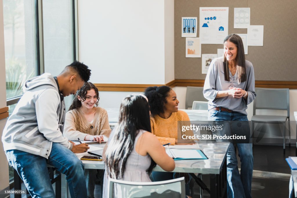 Professor engages with students