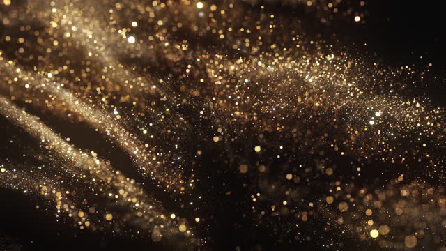 Particle Flow - Seamlessly Loopable Abstract Background - Gold, Dark, Luxury, Bokeh