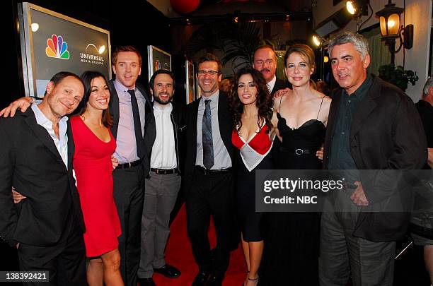 Pictured: Executive Producer Daniel Sackheim, actors Brooke Langton and Damian Lewis, Executive Producers/Writer Far Shariat and Rand Ravich, and...