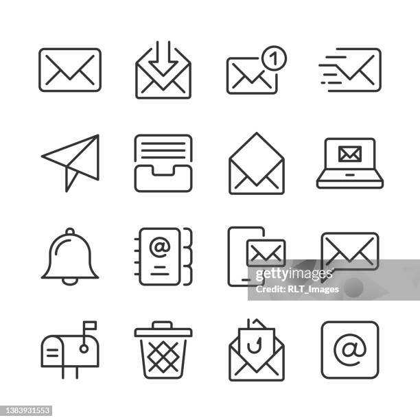 stockillustraties, clipart, cartoons en iconen met email icons 1 — monoline series - notificatiepictogram