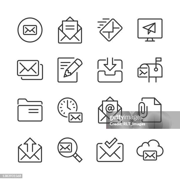 illustrazioni stock, clip art, cartoni animati e icone di tendenza di email icons 2 — serie monoline - letter