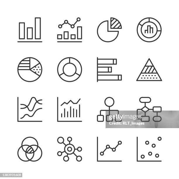 infografik icons 1 — monoline serie - diagramm stock-grafiken, -clipart, -cartoons und -symbole