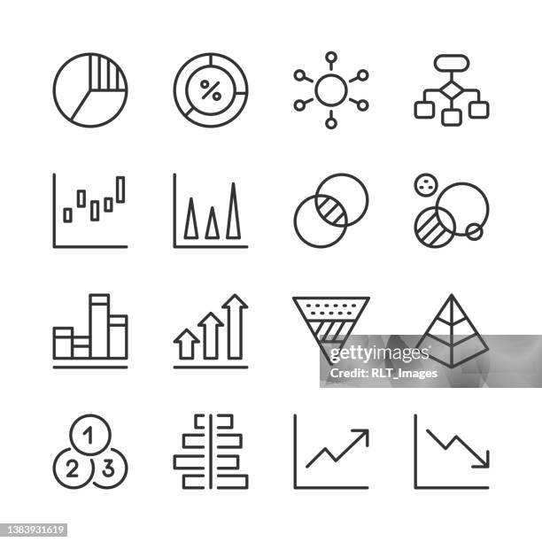 infografik icons 2 — monoline serie - venn diagramm stock-grafiken, -clipart, -cartoons und -symbole