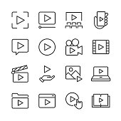 Video Play Icons — Monoline Series