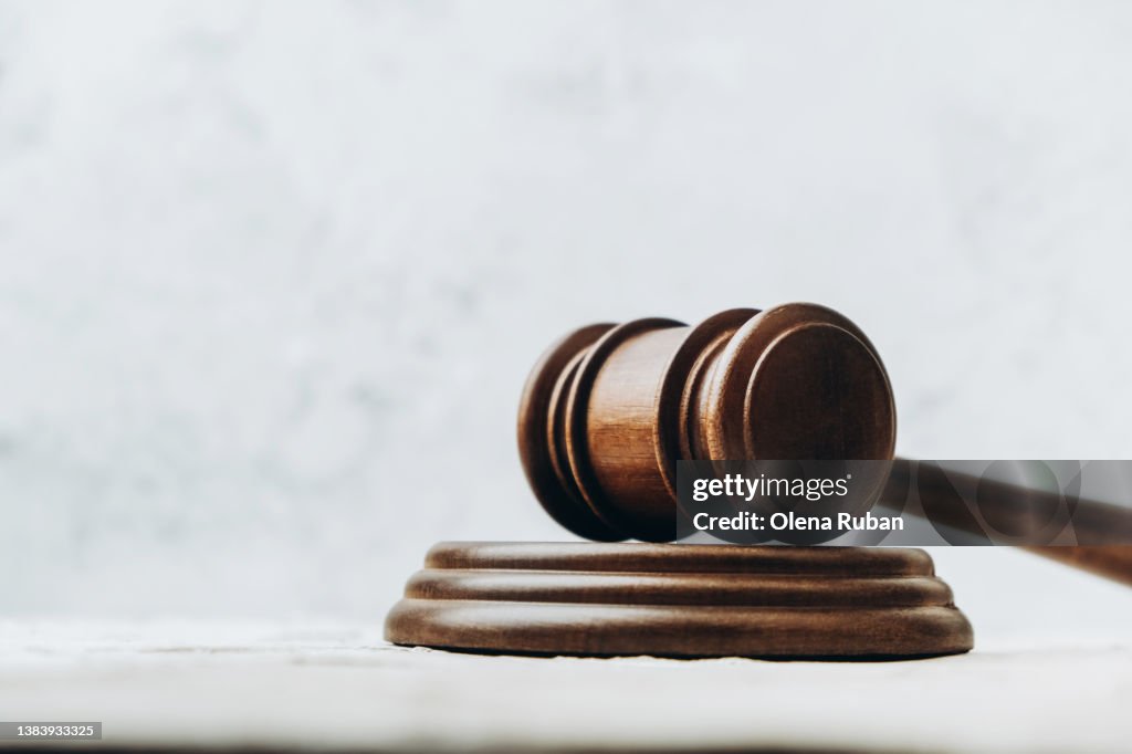 Gavel on sound block.
