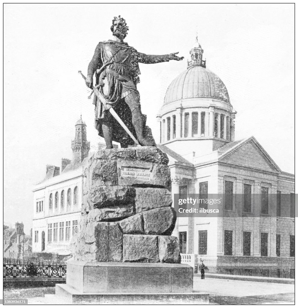 Antike Reisefotografien von Schottland: Wallace Statue, Aberdeen