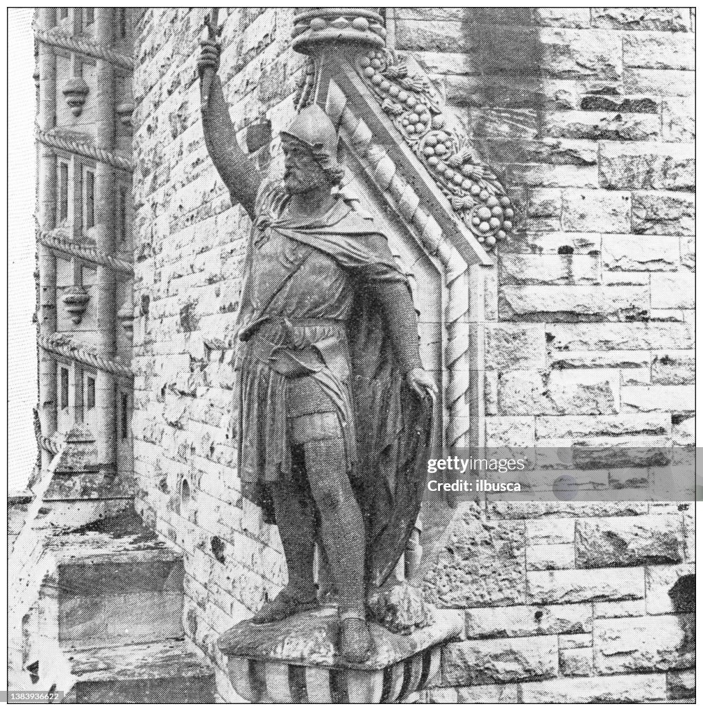 Antique travel photographs of Scotland: Wallace Statue on the Wallace Monument