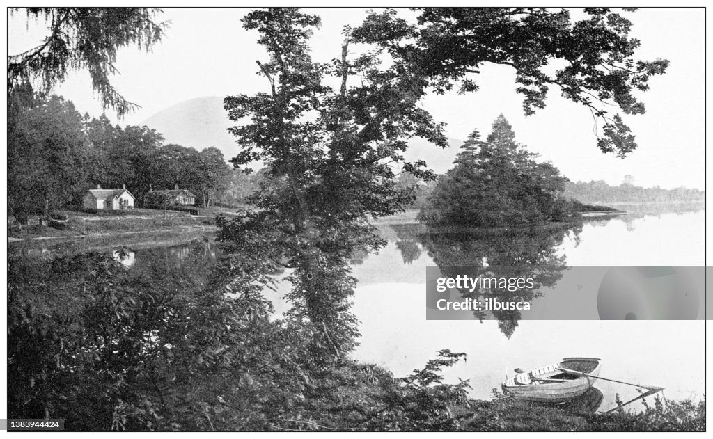 Antique travel photographs of Scotland: Swan Island, Loch Lomond