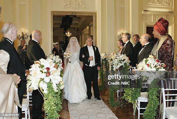 The Wedding" Episode 9 -- Aired 12/4/05 -- Pictured: Nina Siemaszko as Eleanore 'Ellie' Bartlet, Martin Sheen as President Josiah "Jed" Bartlet