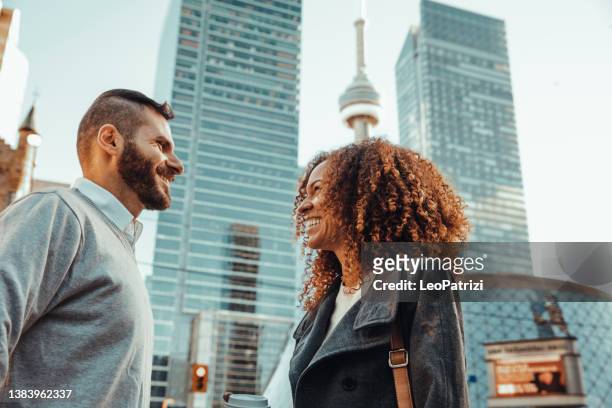 business people on the go in city downtown - daily life in toronto stock pictures, royalty-free photos & images