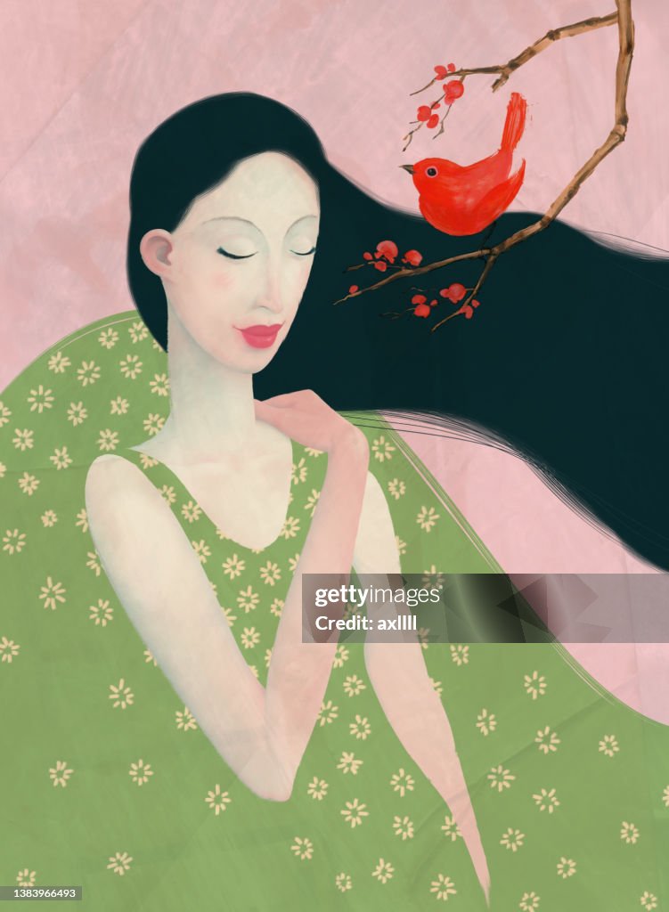 Woman Enjoy Spring High-Res Vector Graphic - Getty Images