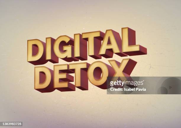 digital detox words in 3d - mobile app isometric stock pictures, royalty-free photos & images