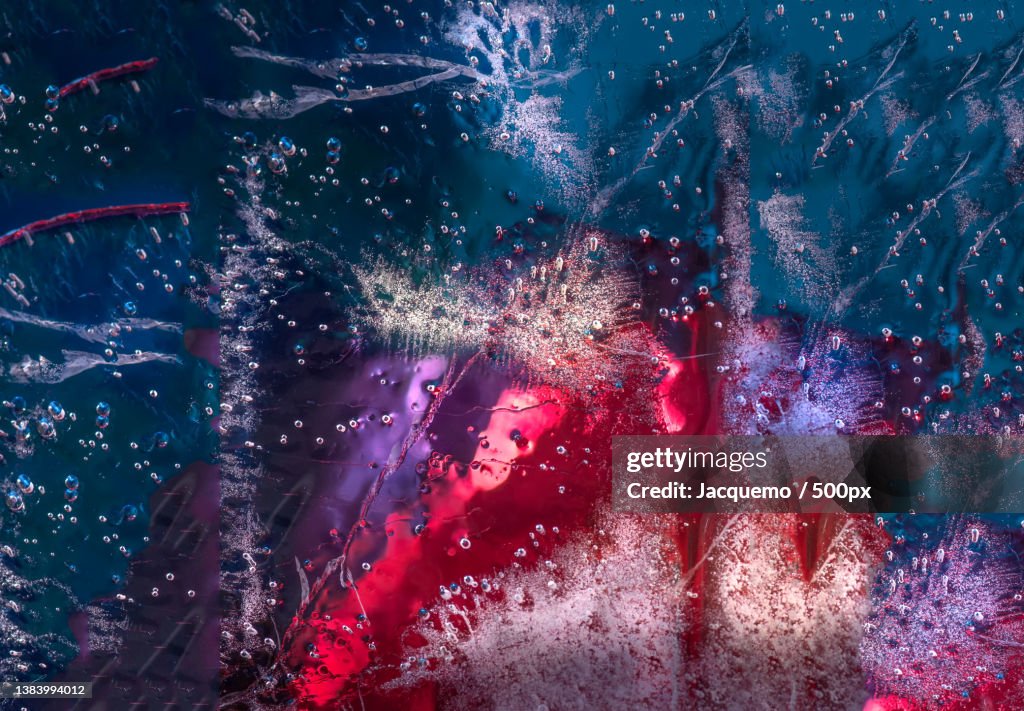 Frozen window with colorful ice,Newport Beach,California,United States,USA