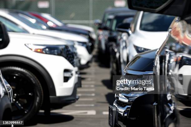 Used cars are available for sale on a CarMax lot on March 10, 2022 in Burbank, California. According to the Department of Labor, the price of used...