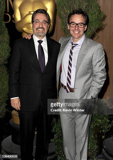 The Help" Producers Michael Barnathan and Chris Columbus arrive at the 84th Academy Awards Nominations Luncheon at The Beverly Hilton hotel on...