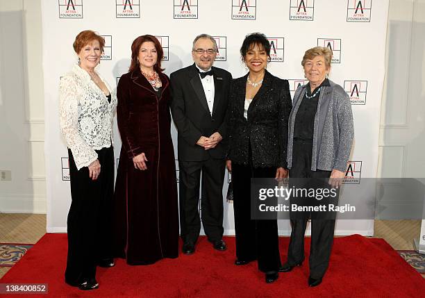 National President Roberta Reardon, winner of the 2012 AMEE Award in Sound Recordings, Rosanne Cash, winner of the 2012 AMEE Award in Broadcast, Pete...