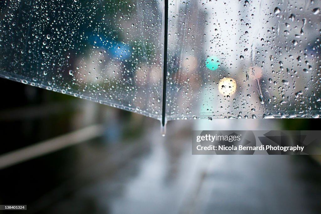 Umbrella on rainy day