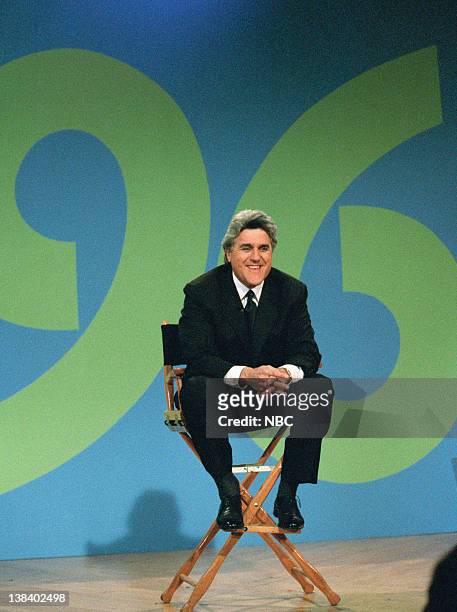 Episode 1062 -- Pictured: Host Jay Leno during the "Look Back at 1996" segment on December 31, 1996