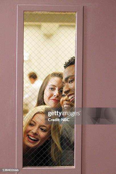 Intermediate Documentary Filmmaking" Episode 15 -- Pictured: Gillian Jacobs as Britta Perry, Alison Brie as Annie Edison, Yvette Nicole Brown as...