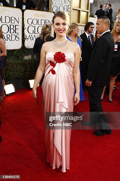 68th ANNUAL GOLDEN GLOBE AWARDS -- Pictured: Natalie Portman arrives at the 68th Annual Golden Globe Awards held at the Beverly Hilton Hotel on...