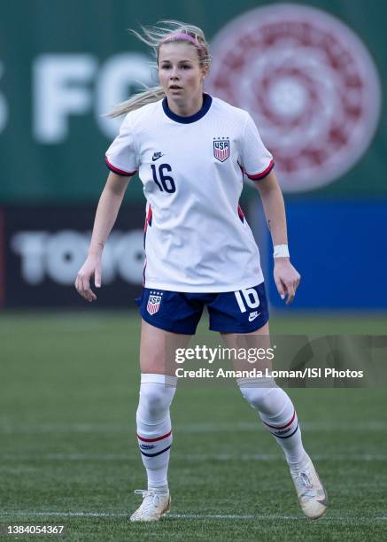 Cori Dyke of the U.S. U-23 Women's National Team plays during a game between Chicago Red Stars and USWNT U-23 at Providence Park on March 5, 2022 in...