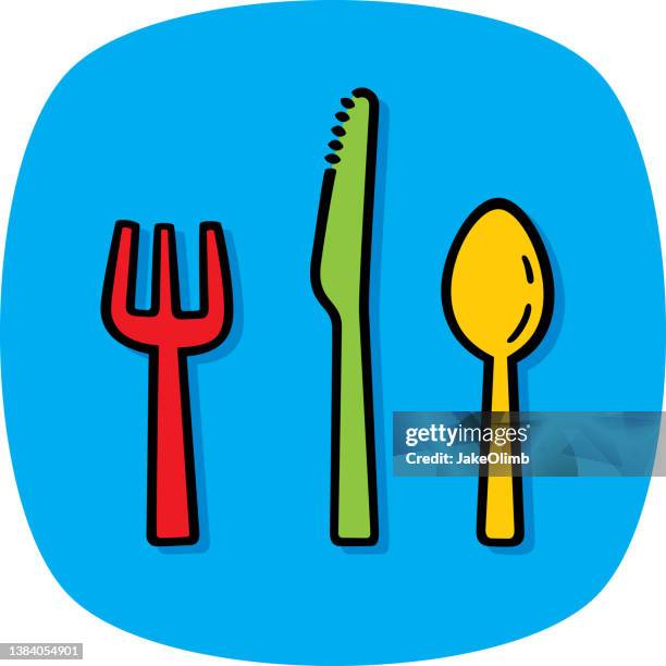 silverware doodle 1 - plastic fork stock illustrations