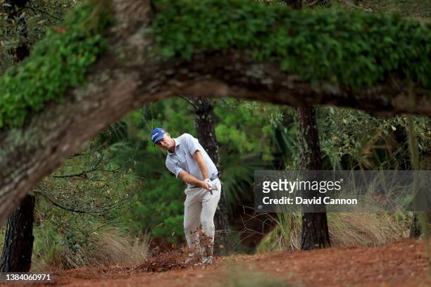 Kevin Streelman of The United States plays his third shot on the par 4, 14th hole during the first round of THE PLAYERS Championship at TPC Sawgrass...