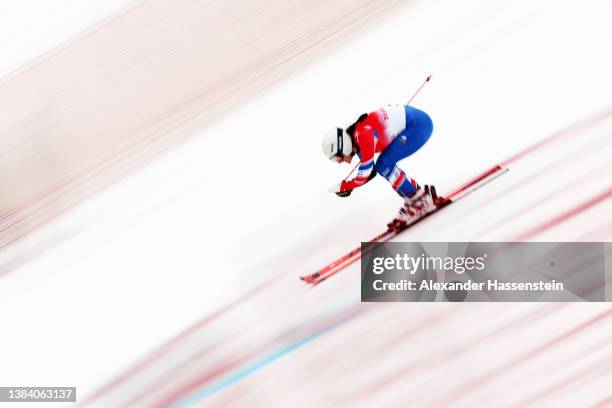 Marie Bochet of Team France competes in the Women's Giant Slalom Standing during day seven of the Beijing 2022 Winter Paralympics at Yanqing National...