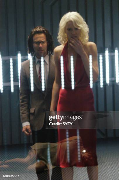 Channel -- "Pegasus" Episode 10 -- Air Date -- Pictured: James Callis as Doctor Gaius Baltar, Tricia Helfer as Number Six