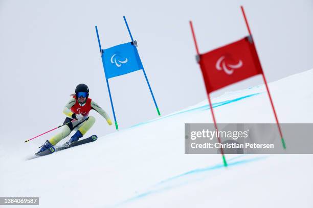 Andrea Rothfuss of Team Germany competes in the Women's Giant Slalom Standing during day seven of the Beijing 2022 Winter Paralympics at Yanqing...