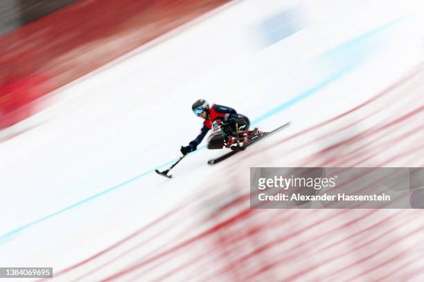 Momoka Muraoka of Team Japan competes in the Womens Giant Slalom Sitting during day seven of the Beijing 2022 Winter Paralympics at Yanqing National...