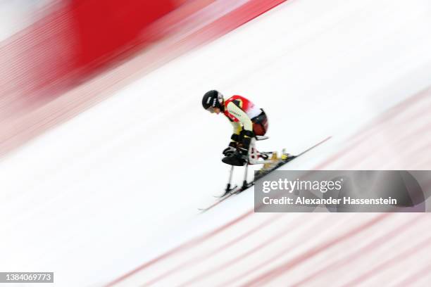 Anna-Lena Forster of Team Germany competes in the Women's Giant Slalom Sitting during day seven of the Beijing 2022 Winter Paralympics at Yanqing...