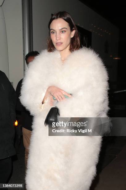 Alexa Chung seen in Covent Garden on March 10, 2022 in London, England.