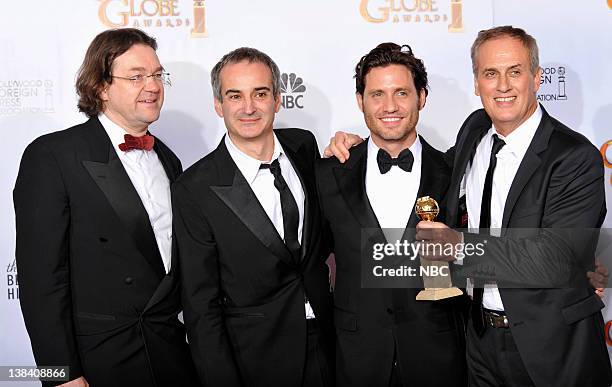 68th ANNUAL GOLDEN GLOBE AWARDS -- Pictured: Winners of Best mini-Series or Motion Picture Made for Television for "Carlos" producer Jens Meurer,...