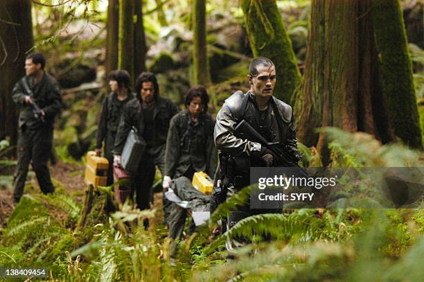 Channel -- "Scattered" and "Valley of Darkness" Episode 1 & 2 -- Air Dates and -- Pictured: Aaron Douglas as Cheif Galen Tyrol, Nicki Clyne as...