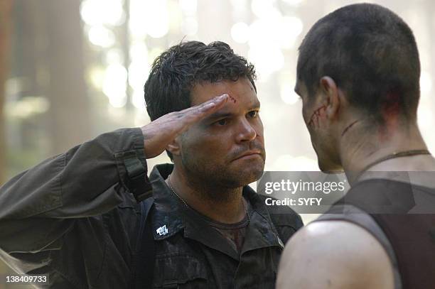 Channel -- "Fragged" Episode 3 -- Aired -- Pictured: Aaron Douglas as Senior Chief Petty Officer Galen Tyrol, Samuel Witwer as Lieutenant Alex...