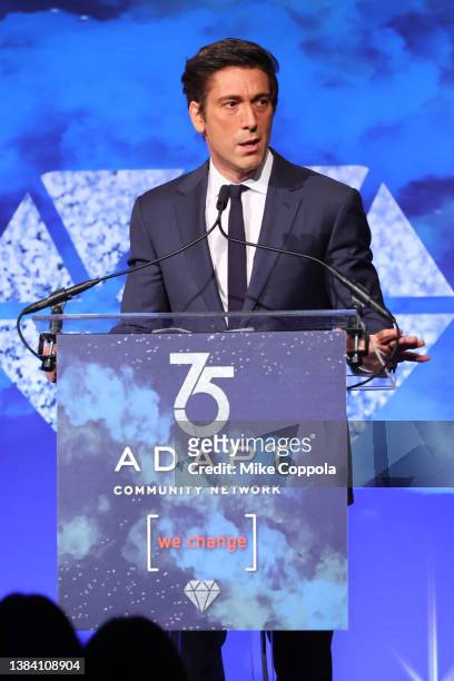 David Muir speaks onstage at the 2022 ADAPT Leadership Awards at Cipriani 42nd Street on March 10, 2022 in New York City.