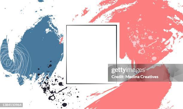 colorful square hand drawn abstract background with brush stroke - combinations stock illustrations