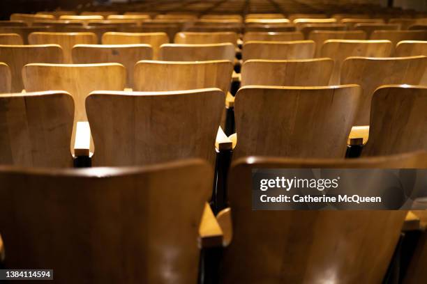 back view of orchestra & theater seating - new york city opera stock pictures, royalty-free photos & images