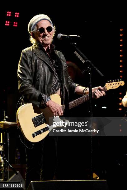 Keith Richards & The X-Pensive Winos perform onstage during the Sixth Annual LOVE ROCKS NYC Benefit Concert For God's Love We Deliver at Beacon...