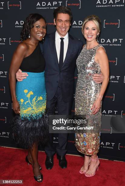 Deborah Roberts, David Muir and Amy Robach attend the 2022 ADAPT Leadership Awards gala at Cipriani 42nd Street on March 10, 2022 in New York City.