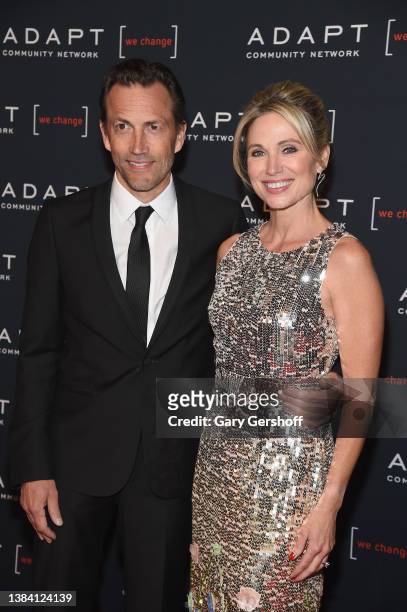 Actor Andrew Shue and event honoree, ABC Television reporter Amy Robach attend the 2022 ADAPT Leadership Awards gala at Cipriani 42nd Street on March...