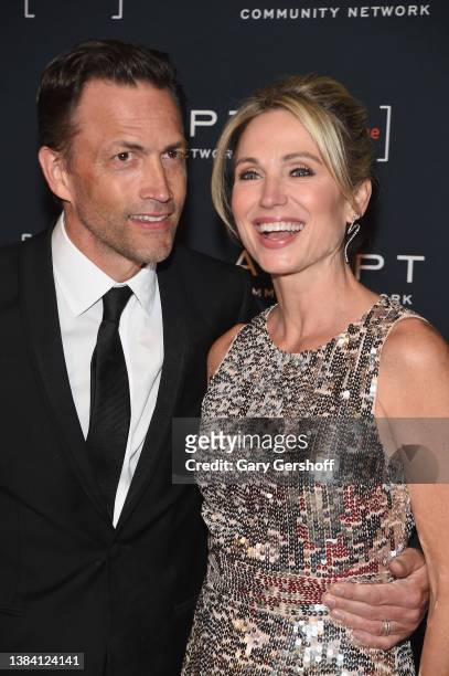 Actor Andrew Shue and event honoree, ABC Television reporter Amy Robach attend the 2022 ADAPT Leadership Awards gala at Cipriani 42nd Street on March...
