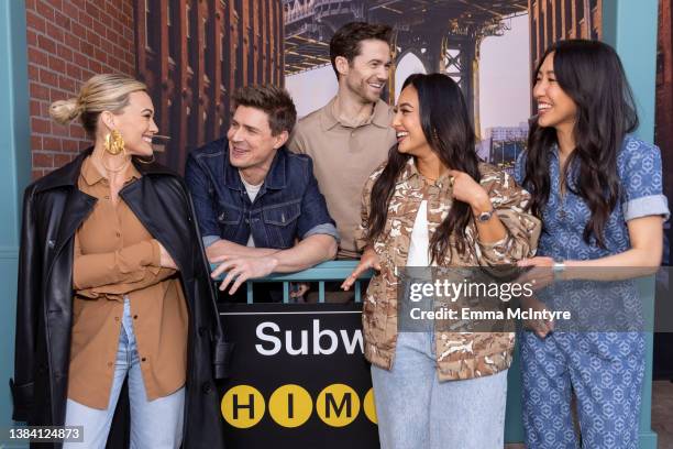 Hilary Duff, Chris Lowell, Tom Ainsley, Francia Raisa, and Tien Tran attend the “How I Met Your Father" fan experience in Los Angeles celebrating the...